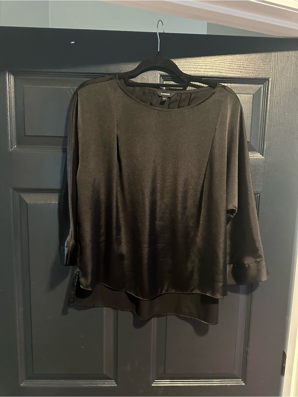 Express Black Satin-Look Layered Blouse